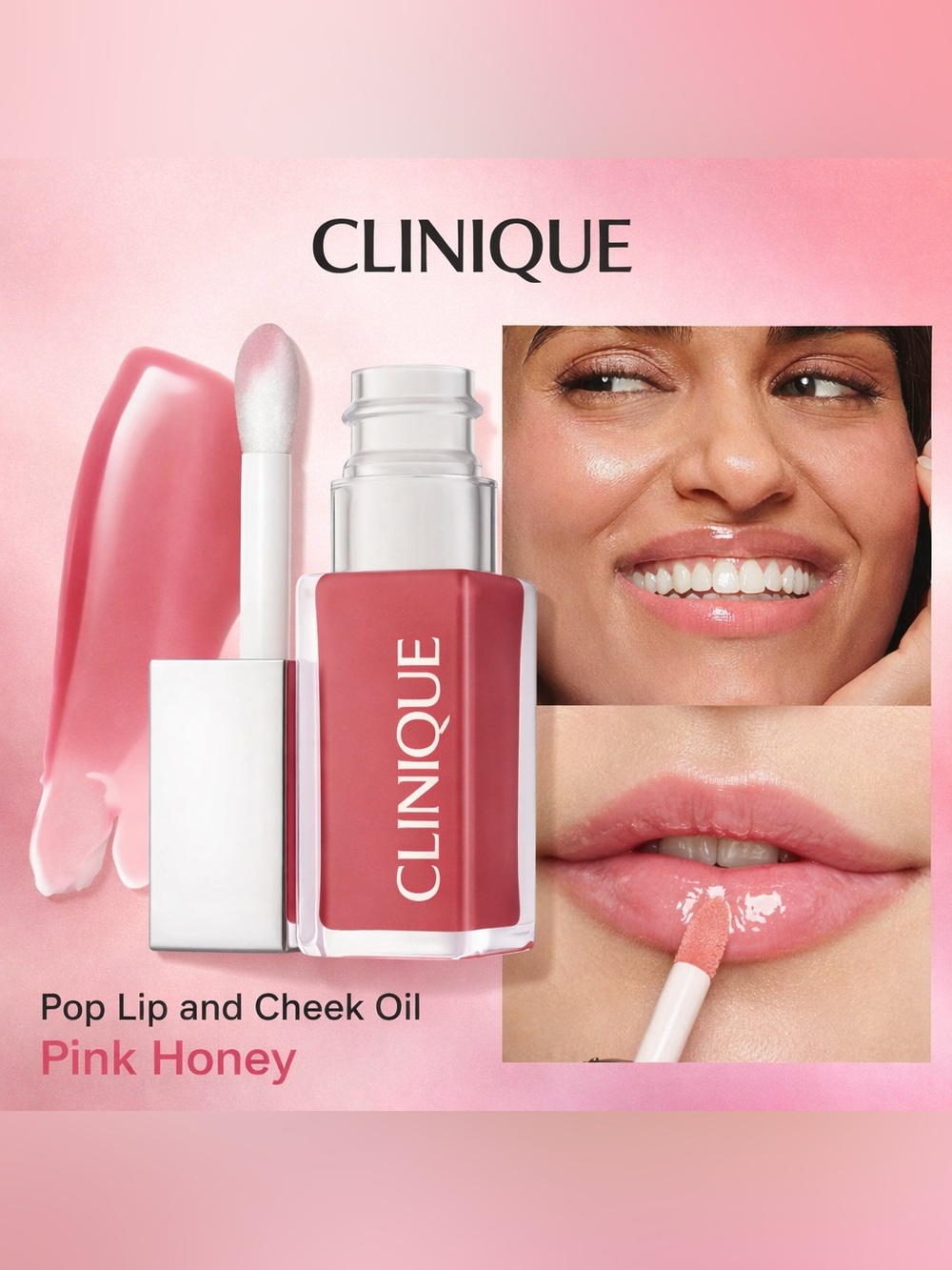 NEW✅ Clinique Pop Lip & Cheek Oil • Pink Honey • Glossy Hydrating Tint